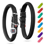 Load image into Gallery viewer, Rolled Leather Dog Collar Padded All Sizes 8–10 in Neck Black