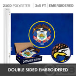 Load image into Gallery viewer, G128 Combo Pack: USA American Flag 3x5 Ft Embroidered Stars &amp; Utah State Flag 3x5 Ft Embroidered Double Sided 2ply