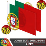 Load image into Gallery viewer, G128 Portugal (Portuguese) Flag  3x5 feet  Double Sided Embroidered 210D Indoor/Outdoor, Brass Grommets, Heavy Duty Polyester