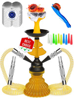 Load image into Gallery viewer, Yellow Hookah set with everything Hookah Set 2 Hose Hookah LilOne
