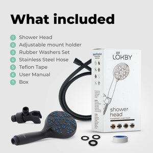 Black High Pressure Shower Head with Handheld 8 Spray Settings Removable Head