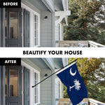Load image into Gallery viewer, G128 Combo Pack: 5 Ft Tangle Free Spinning Flagpole (Black) &amp; South Carolina Flag 2.5x4 Ft Embroidered 220GSM Spun Polyester, Brass Grommets (Flag Included) Aluminum Flag Pole