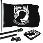 Load image into Gallery viewer, G128  6 Feet Tangle Free Spinning Flagpole (Black) POW Brass Grommets Printed 3x5 ft (Flag Included) Aluminum Flag Pole