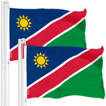 Load image into Gallery viewer, G128 2 Pack: Namibia Namibian Flag  3x5 Ft  LiteWeave Pro Series Printed 150D Polyester  Country Flag, Indoor/Outdoor, Vibrant Colors, Brass Grommets, Thicker and More Durable Than 100D 75D Poly