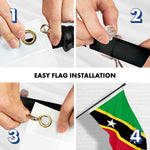 Load image into Gallery viewer, G128 Combo Pack: 6 Ft Tangle Free Aluminum Spinning Flagpole (Black) &amp; Saint Kitts and Nevis Flag 3x5 Ft, LiteWeave Pro Series Printed 150D Polyester  Pole with Flag Included
