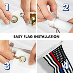 Load image into Gallery viewer, G128  6 Feet Tangle Free Spinning Flagpole (White) Thin Blue&amp;Red Line Flag Brass Grommets Spun Polyester 3x5 ft (Flag Included) Aluminum Flag Pole