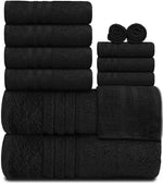 Load image into Gallery viewer, 12 Pcs Bath Towel Set for Bathroom Wealuxe Collection Black 100% Cotton Soft

