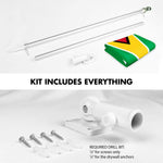 Load image into Gallery viewer, G128 Combo Pack: 6 Ft Tangle Free Aluminum Spinning Flagpole (Silver) &amp; Guyana Guyanese Flag 3x5 Ft, LiteWeave Pro Series Printed 150D Polyester  Pole with Flag Included