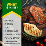 Load image into Gallery viewer, Triple Flavor Dog Rawhide Treats Duck &amp; Chicken Human Grade Meat Natural &amp; Organic Pet Dried Snacks Grain Free Long Lasting Chews for Large &amp; Small Dogs Best Sticks for Healthy Teeth
