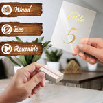 Load image into Gallery viewer, 12 Pack Wood Place Card Holder Small Place Card Holders for Table White Table Number Holders for Wedding Table Sign Holders Picture Wooden Photo Holders for Tables Mini Place Card Stands
