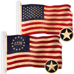 Load image into Gallery viewer, G128 Combo Pack: American USA TeaStained Flag 6x10 Ft &amp; 1776 TeaStained Flag 6x10 Ft  Both ToughWeave Pro Series Embroidered 420D Polyester, Embroidered Design, Indoor/Outdoor, Brass Grommets