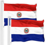 Load image into Gallery viewer, G128 2 Pack: Paraguay Paraguayan Flag  3x5 Ft  LiteWeave Pro Series Printed 150D Polyester  Country Flag, Indoor/Outdoor, Vibrant Colors, Brass Grommets, Thicker and More Durable Than 100D 75D Poly