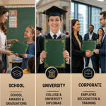 Load image into Gallery viewer, 50 Pack Premium Green Certificate Holders 8.5 x 11 inch Heavyweight 300gsm Cardstock Diploma Holder &amp; Certificate Folder Award Certificate Folders for Graduation with Gold Foil Diploma Cover