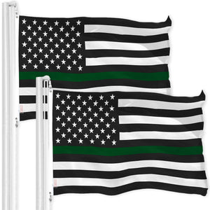 Thin Green Line American Flag 3x5 Ft 2Pack Printed 150D Polyester