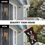 Load image into Gallery viewer, G128 Combo Pack: 6 Ft Tangle Free Aluminum Spinning Flagpole (White) &amp; Pirate Jolly Roger Red Head Scarf Flag 3x5 Ft, ToughWeave Series Embroidered 300D Polyester  Pole with Flag Included