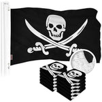Load image into Gallery viewer, G128 10 Pack: Pirate Jolly Roger Swords Flag  20x30 In  ToughWeave Series Embroidered 300D Polyester  Novelty Flag, Embroidered Design, Indoor/Outdoor, Brass Grommets