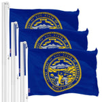Load image into Gallery viewer, G128 3 Pack: Nebraska NE State Flag  3x5 Ft  LiteWeave Pro Series Printed 150D Polyester  Indoor/Outdoor, Vibrant Colors, Brass Grommets, Thicker and More Durable Than 100D 75D Polyester