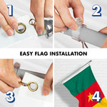 Load image into Gallery viewer, G128 Combo Pack: 6 Feet Tangle Free Spinning Flagpole (Silver) Cameroon Cameroonian Flag 3x5 ft Printed 150D Brass Grommets (Flag Included) Aluminum Flag Pole
