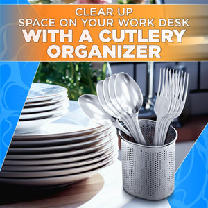 Perforated Stainless Steel Chopstick Holder – Drying Basket for Chopsticks & Utensils Compact Oval Design with Hook for Kitchen Organization Easy Storage and Utensil Drying Sturdy & Dishwasher Safe