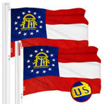 Load image into Gallery viewer, G128 2 Pack: Georgia GA State Flag  4x6 Ft  ToughWeave Series Embroidered 300D Polyester  Embroidered Design, Indoor/Outdoor, Brass Grommets