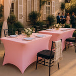 Load image into Gallery viewer, Pink Spandex Table Covers 6ft 2 Pack Elegant Durable Stretchy 6ft Table Cover Fitted Wrinkle and Stain Resistant Elastic Leg Pockets
