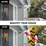 Load image into Gallery viewer, G128 Combo Pack: 5 Ft Tangle Free Aluminum Spinning Flagpole (White) &amp; Maryland MD State Flag 2.5x4 Ft, ToughWeave Series Embroidered 300D Polyester  Pole with Flag Included