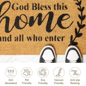 Welcome Doormats 30x17 inch Natural Coco Coir Mats with Non Slip PVC Backing