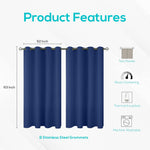 Load image into Gallery viewer, Blackout Curtains for Bedroom Pack of 2 Navy Blue 52x63 inch Blind Off