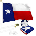 Load image into Gallery viewer, G128 Flag Pole 5 FT White Tangle Free &amp; Texas Flag 2x3 FT Combo Embroidered Spun Polyester