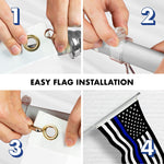 Load image into Gallery viewer, G128 Combo Pack: 6 Ft Tangle Free Aluminum Spinning Flagpole (Silver) &amp; Thin Blue Line Flag 3x5 Ft, LiteWeave Pro Series Printed 150D Polyester, 4 Corner Brass Grommets  Pole with Flag Included