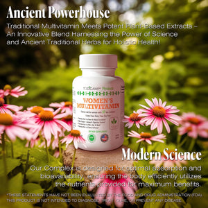 Women's Multivitamin & Mineral Complex with Plant Based Extracts Hair Skin and Nails Vitamins Foundational Multivitamin for Women 30 Day Supply