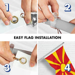 Load image into Gallery viewer, G128 Combo Pack: 6 Ft Tangle Free Spinning Flagpole (Silver) &amp; Macedonia Flag 3x5 Ft Printed 150D Polyester, Brass Grommets (Flag Included) Aluminum Flag Pole