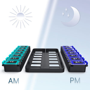 Weekly Pill Organizer 2 Times A Day   Airtight Pill Box 7 Day   Am Pm Vitamin
