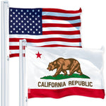 Load image into Gallery viewer, G128 Combo Pack: USA American Flag 3x5 Ft 150D Printed Stars &amp; California State Flag 3x5 Ft 150D Printed