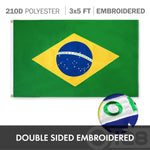Load image into Gallery viewer, G128 Combo Pack: USA American Flag 3x5 Ft Embroidered Stars &amp; Brazil (Brazilian) Flag 3x5 Ft Doublesided Embroidered 210D