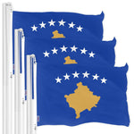 Load image into Gallery viewer, G128 3 Pack: Kosovo Kosovar Flag  3x5 Ft  LiteWeave Pro Series Printed 150D Polyester  Country Flag, Indoor/Outdoor, Vibrant Colors, Brass Grommets, Thicker and More Durable Than 100D 75D Polyester