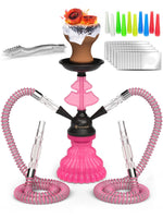 Load image into Gallery viewer, Pink Hookah Set 2 Hose Hookah LilOne 12” Pink Mini Hookah Combo Kit for Party
