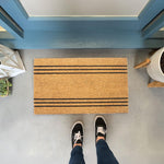 Load image into Gallery viewer, Coco Coir Door Mat Plain Welcome Mat with Stripes Beige 30x17