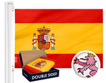 Load image into Gallery viewer, G128 Spain (Spanish) Flag  3x5 feet  Double Sided Embroidered 210D Indoor/Outdoor, Brass Grommets, Heavy Duty Polyester