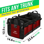 Load image into Gallery viewer, Trunk Organizer with Covering Net Attachable Non Slip Pads and Stainless Hooks Red Black
