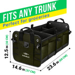 Load image into Gallery viewer, Trunk Organizer with Covering Net Attachable Non Slip Pads and Stainless Hooks Military Green
