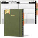 Load image into Gallery viewer, 2025 2026 HARDCOVER Leather Planner Weekly &amp; Monthly   6.5 * 8.5 Inches   Academic Planner Business Personal or Student   Pen Holder Thick Paper July 2025   June 2026 (Olive Green)
