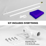 Load image into Gallery viewer, G128 Combo Pack: 5 Ft Tangle Free Aluminum Spinning Flagpole (White) &amp; Solid Violet Color Flag 2x3 Ft, LiteWeave Pro Series Printed 150D Polyester  Pole with Flag Included