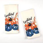 Load image into Gallery viewer, Set of 2 Grateful l Printed Dish Towels Hand Towels Boho Tea Towels Multifunctional Stylish Absorbent Quick Dry Soft 18 x28 100% Cotton Blue &amp; Orange

