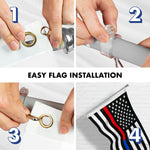 Load image into Gallery viewer, G128 Flag Pole 5 FT Silver Tangle Free &amp; Thin Blue &amp; Red Flag 2.5x4 FT Combo Embroidered Spun Polyester
