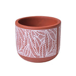 Load image into Gallery viewer, 4 Inch Terracotta Pot with White Leaf Pattern Boho Ceramic Planter Clay Pots for Indoor Plants Succulent Planter with Drainage Hole and Mesh Net Garden &amp; Home Decor