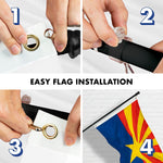Load image into Gallery viewer, G128  6 Feet Tangle Free Spinning Flagpole (Black) Arizona Double Sided Brass Grommets Embroidered 3x5 ft (Flag Included) Aluminum Flag Pole
