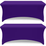 Load image into Gallery viewer, Purple Spandex Table Covers 6ft 2 Pack Elegant Durable Stretchy 6ft Table Cover Fitted Wrinkle and Stain Resistant Elastic Leg Pockets