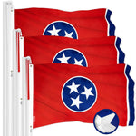 Load image into Gallery viewer, G128 3 Pack: Tennessee TN State Flag  4x6 Ft  ToughWeave Series Embroidered 300D Polyester  Embroidered Design, Indoor/Outdoor, Brass Grommets