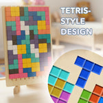 Load image into Gallery viewer, Wooden Puzzle Blocks Montessori Brain Blocks &amp; Stacki Style 10 Challenge Cards Numbered Tray &amp; Grid Guide Educational Game for Kids Ages 3 to 5 Russian Blocks Style Learning Game